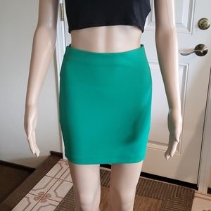 Green high waisted mini skirt